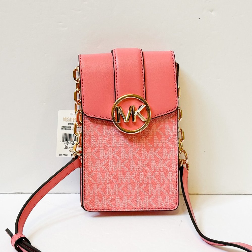 Michael Kors Carmen Small MINI Phone Crossbody Bag MK Tea Rose